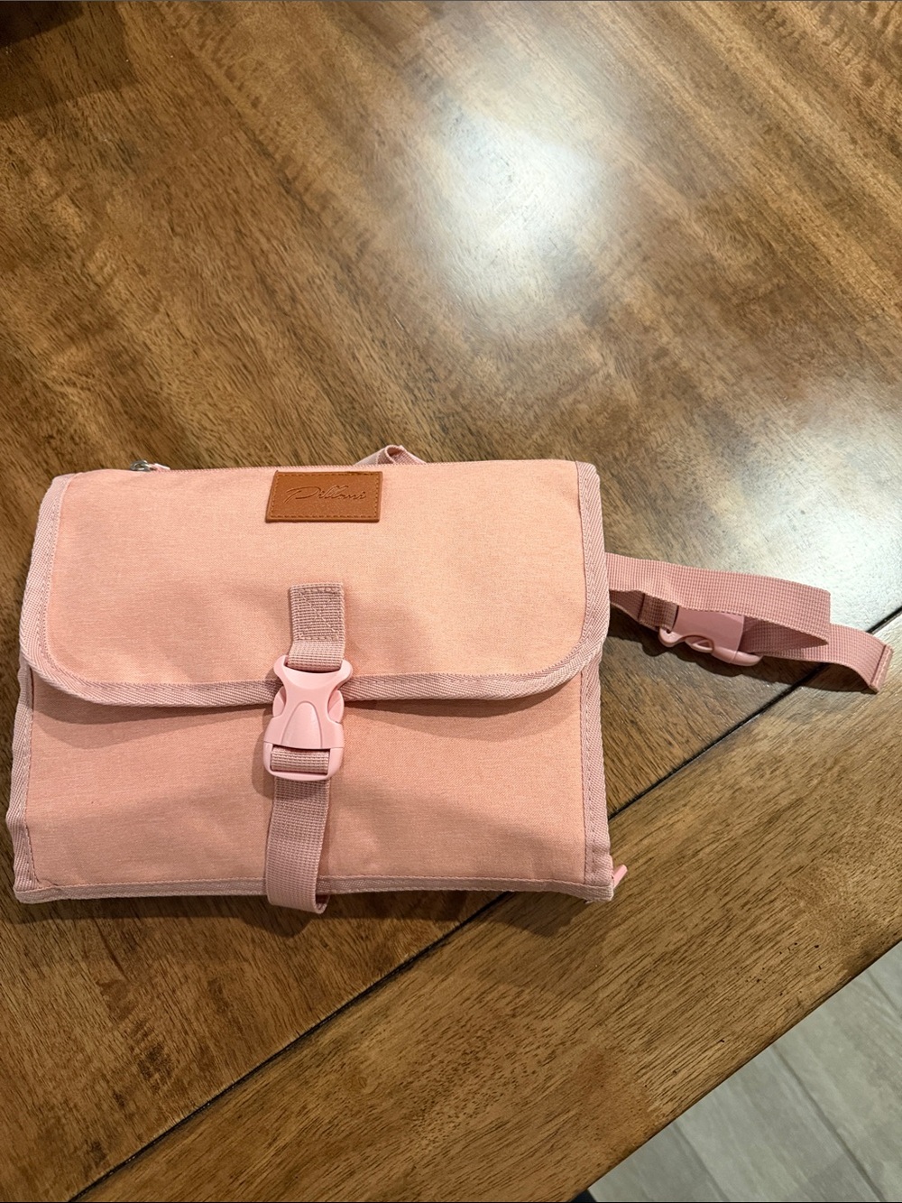 Pink Foldable Travel Changing Pad with Storage Pockets